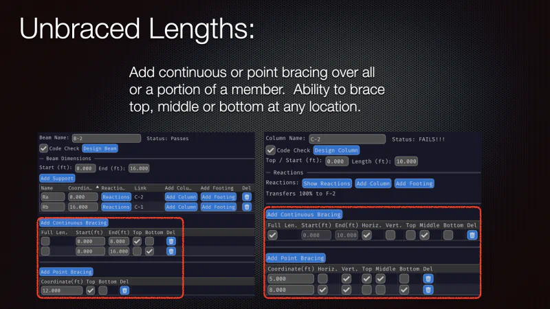 Unbraced lengths